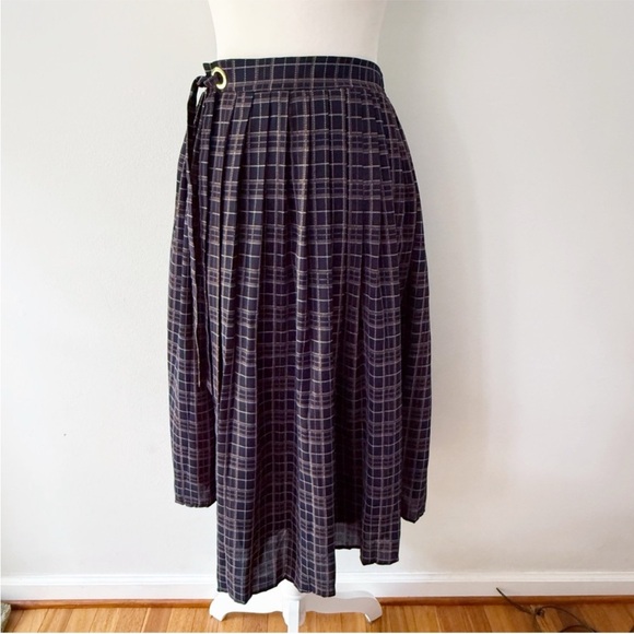 Grace & Mila Plaid Pleated Long Skirt Womens Small Preppy Classic Dark Academia - Picture 1 of 8